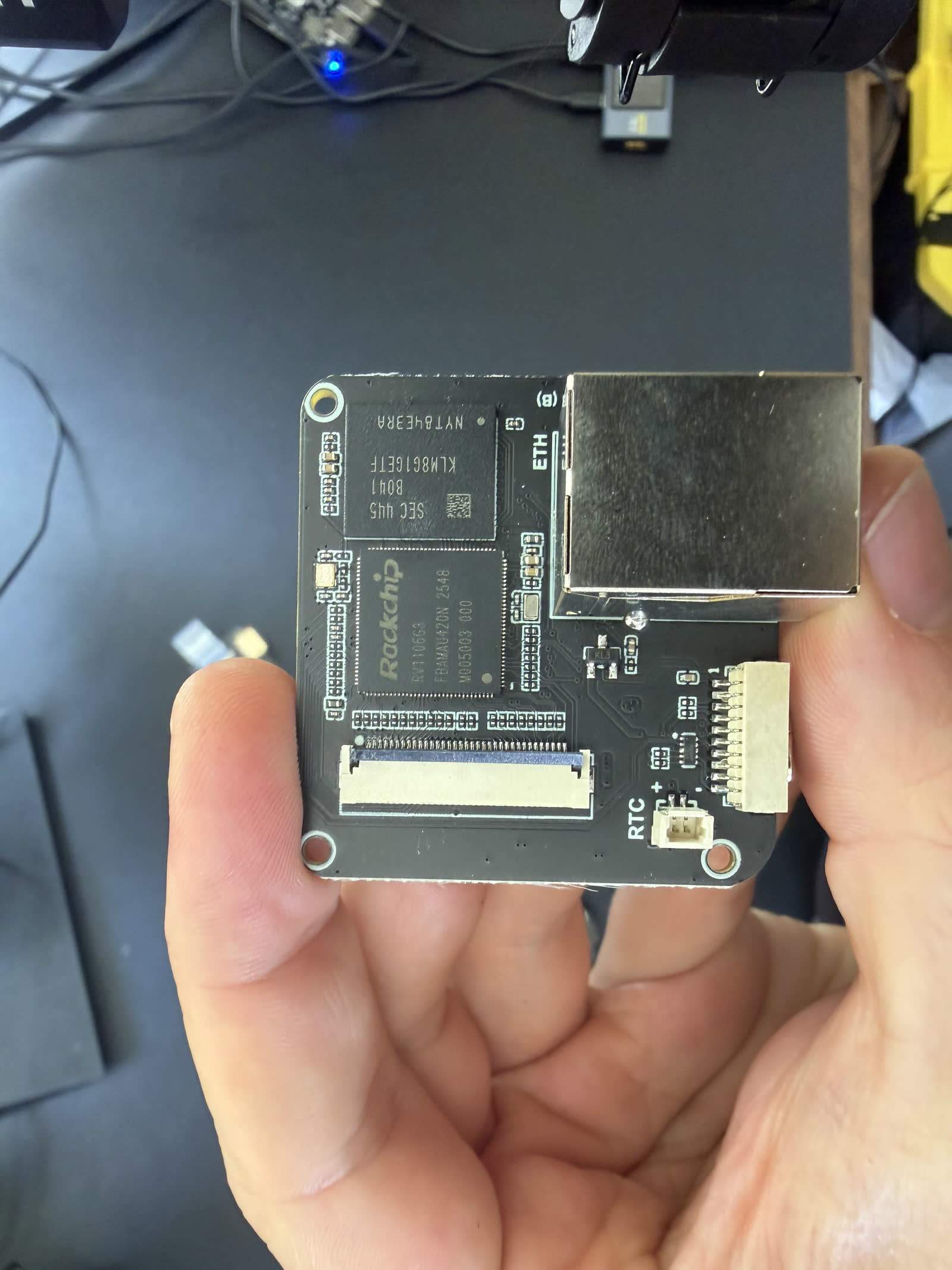 Macro of the Rockchip RV1106 SoC on the PicoKVM board, the same processor the JetKVM uses.
